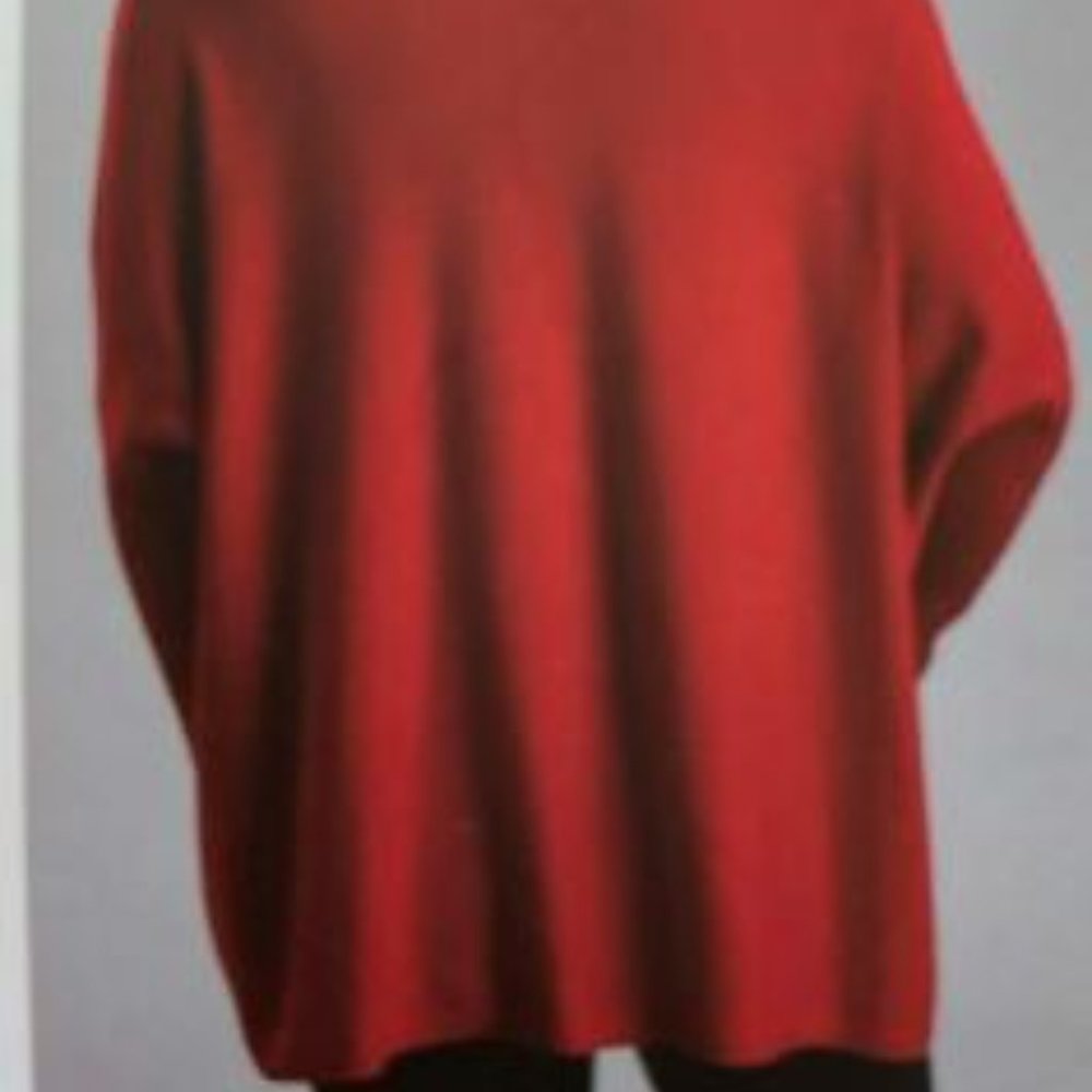 RXB Scarlet Red V-neck Oversized Sweater Shirt with gold buttons on sleeve - Picture 3 of 5